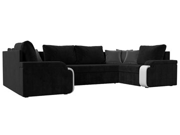 П-образный диван Николь, Черный/Белый/Серый (велюр/экокожа) в Нальчике