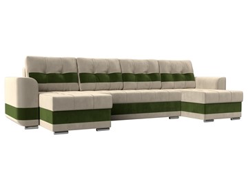 П-образный диван Честер, Бежевый/зеленый (вельвет) в Нальчике