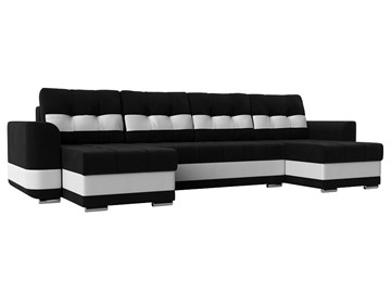 П-образный диван Честер, Черный/белый (вельвет/экокожа) в Нальчике