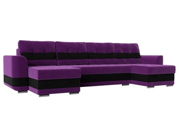 П-образный диван Честер, Фиолетовый/черный (вельвет) в Нальчике