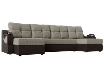 П-образный диван Меркурий П, Корфу 02 (рогожка)/коричневый (экокожа) в Нальчике