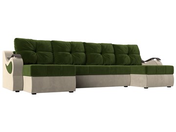 П-образный диван Меркурий П, Зеленый/бежевый (вельвет) в Нальчике - предосмотр