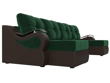 П-образный диван Меркурий П, Зеленый\Коричневый (Велюр\Экокожа) в Нальчике - предосмотр 3