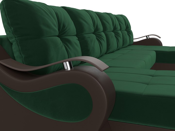 П-образный диван Меркурий П, Зеленый\Коричневый (Велюр\Экокожа) в Нальчике - изображение 4