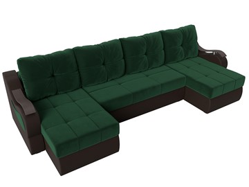 П-образный диван Меркурий П, Зеленый\Коричневый (Велюр\Экокожа) в Нальчике - предосмотр 5
