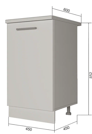 Тумба кухонная Н 45, Бетон пайн/Белый в Нальчике - изображение
