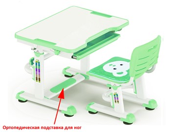 Парта растущая и стул Mealux BD-08 Teddy, green, зеленая в Нальчике - предосмотр