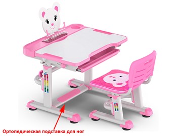 Парта растущая + стул Mealux EVO BD-04 Teddy New XL, WP, розовая в Нальчике - предосмотр