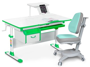 Комплект растущая парта + стул Mealux EVO Evo-40 Z (арт. Evo-40 Z + Y-110 TG) / (стол+полка+кресло) / белый, зеленый, серый в Нальчике
