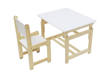 Комплект детской мебели POLINI Kids ECO 400 SM 68Х55 Белый / Натуральный в Нальчике - предосмотр 2