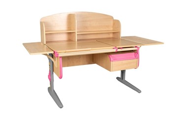 Детский стол-трансформер 1/75-40 (СУТ.25) + Polka_b 1/550 (2 шт.) + Polka_n 1/1200 +Tumba 1  бежевый/серый/розовый в Нальчике