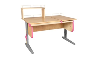 Детский стол-трансформер 1/75-40 (СУТ.25) + Polka_z 1/600 + Polka_zz 1/600 бежевый/серый/розовый в Нальчике