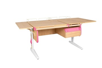 Детский стол-трансформер 1/75-40 (СУТ.25) + Polka_z 1/600 (2 шт.) + Polka_b 1/550 (2 шт.)  + Tumba 1 бежевый/белый/розовый в Нальчике