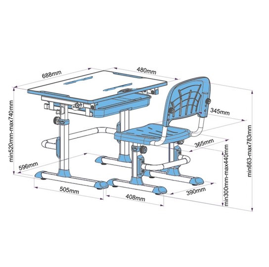 Растущий стол и стул Karo Blue в Нальчике - изображение 4