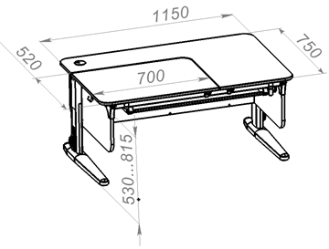 Растущий стол L/70-45 (СУТ 62) с лотком и навесной тумбой, белый/белый/белый в Нальчике - предосмотр 1