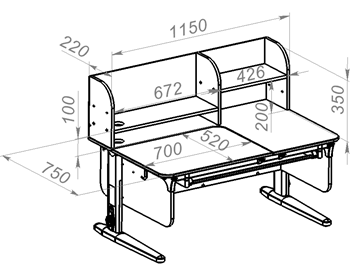 Детский стол-трансформер Lp/70-45 (СУТ.62 PRO) + Tumba 8 с лотком белый/серый/серый в Нальчике - предосмотр 1