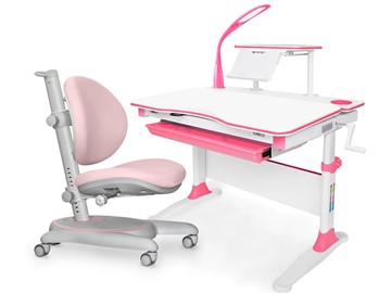 Растущая парта + стул Комплект Mealux EVO Evo-30 PN (арт. Evo-30 PN + Y-508 KP), серый, розовый в Нальчике