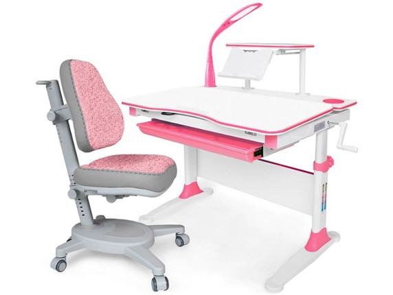Растущая парта + стул Комплект Mealux EVO Evo-30 BL (арт. Evo-30 BL + Y-115 KBL), серый, розовый в Нальчике - изображение
