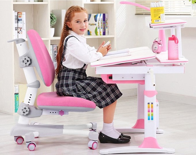 Растущая парта + стул Комплект Mealux EVO Evo-30 BL (арт. Evo-30 BL + Y-115 KBL), серый, розовый в Нальчике - изображение 9