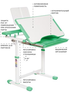 Растущая парта и растущий стул SET HOLTO-17А, зеленый в Нальчике - предосмотр 5