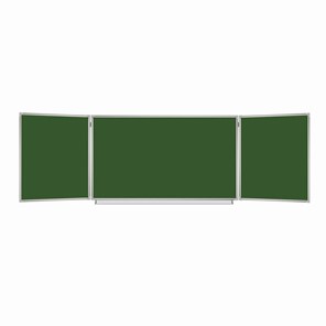 Доска  для мела 3-х элементная 100х150/300 см, 5 рабочих поверхностей, зеленая, BRAUBERG, 231707 в Нальчике - предосмотр